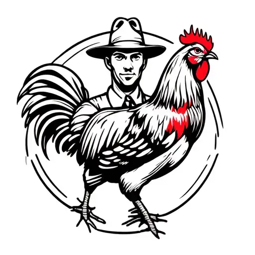 Farmer Holding Rooster