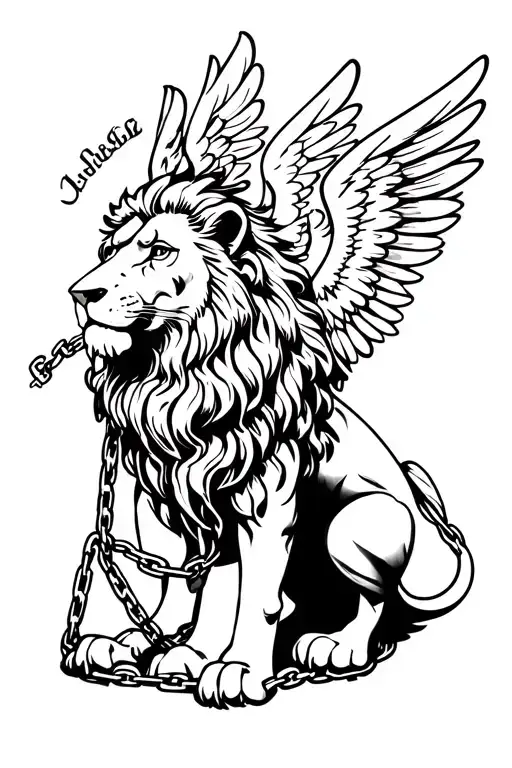 Lion Chained With A Angel Wings