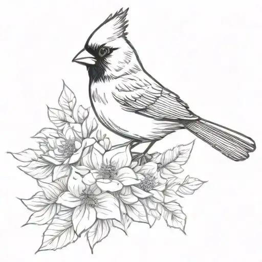 Feminine Linework Cardinal