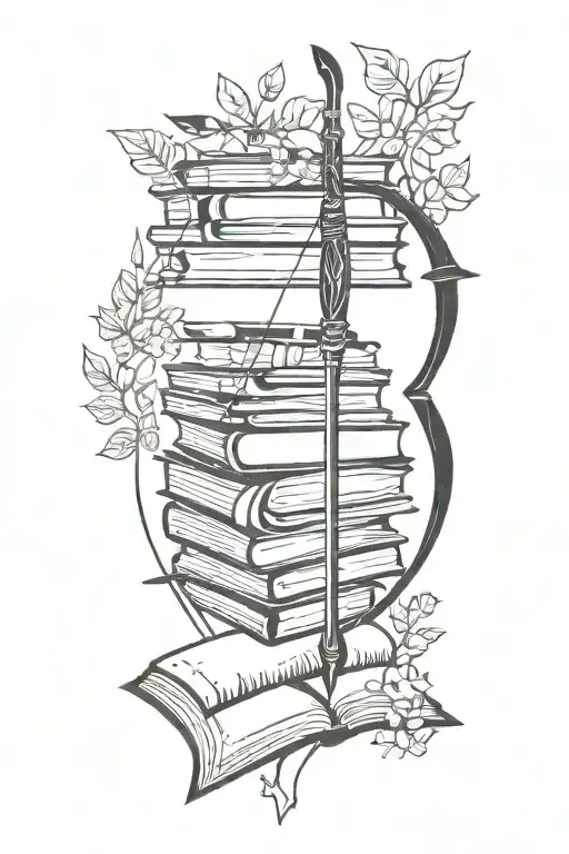 Bow And Arrow With Books And Animal