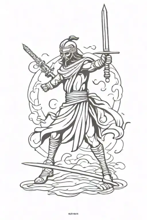 Indiann Mythological Warrior Wielding A Sword
