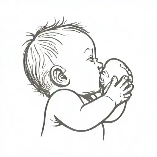 A Baby Drinking Milk From A Bottle