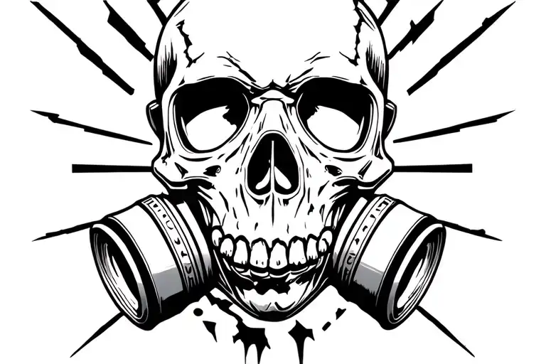 Postapocaliptic Death Skull Wearing Broken Gas Mask Tattoo