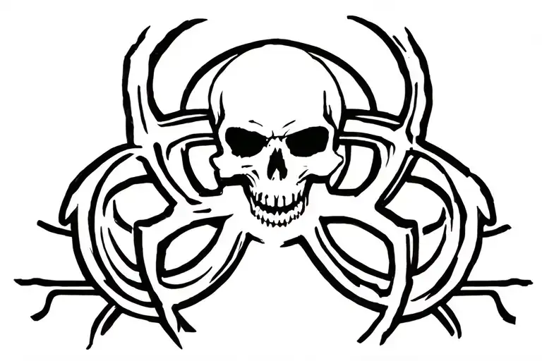 Radiohazard Symbol And Skull Together