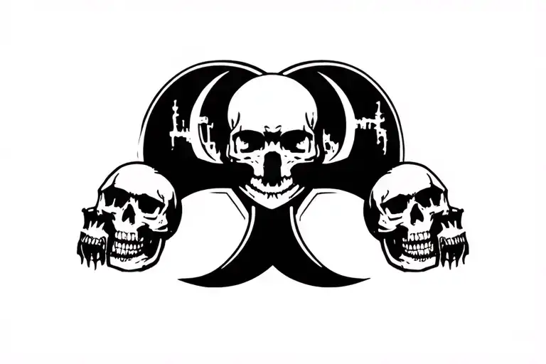 Skulls And Radiohazard Symbol