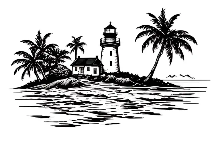 Hawaii Island With A Lighthouse