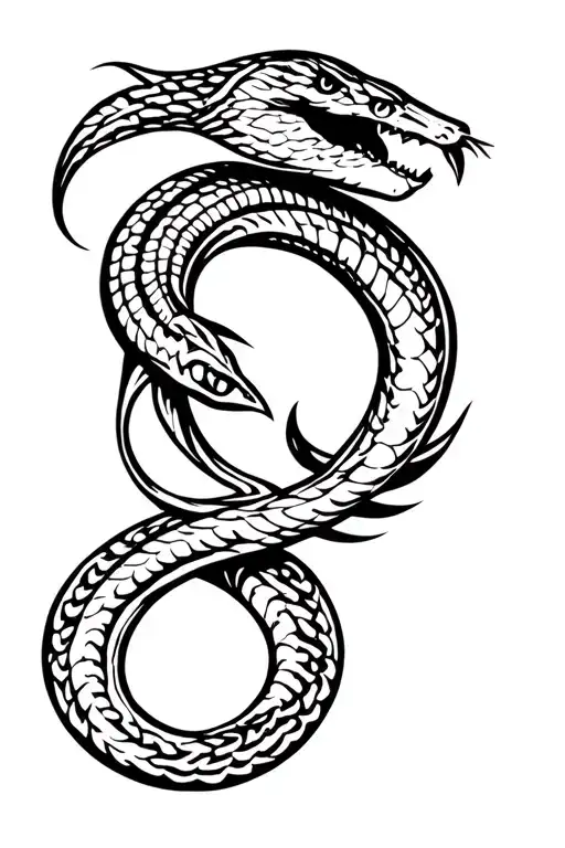 Urnes Style Tatoo Design Snake Open Mouth Surrounded Viking Ratio