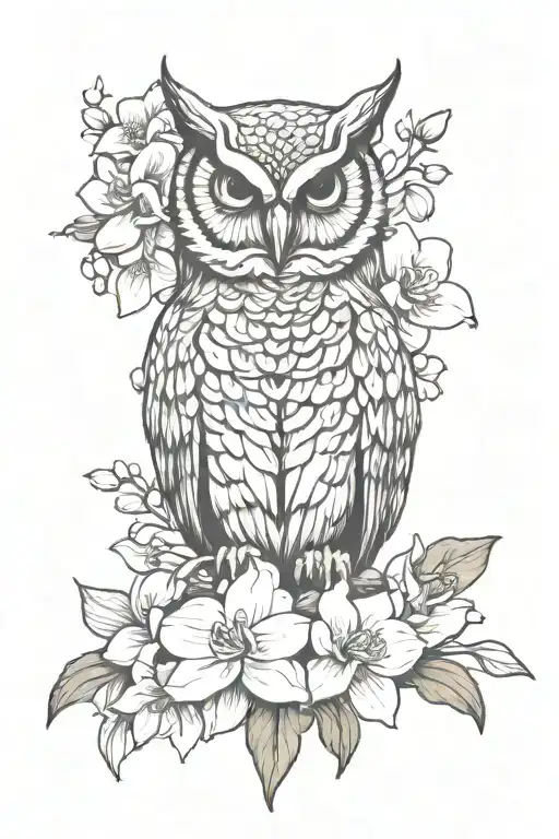 Owl And Orchid Flower