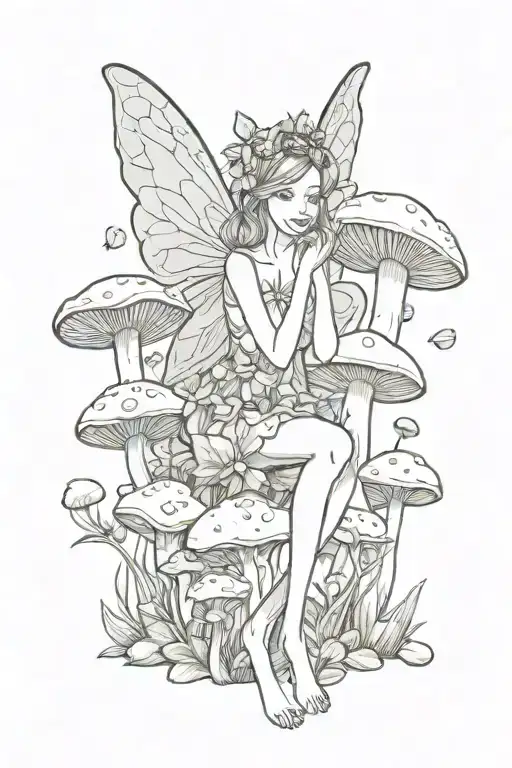 Full Body Fairy With Mushrooms