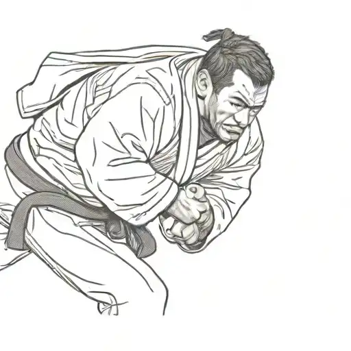 A Black And Grey Portrait Of A Jiu-jitsu Master In Action