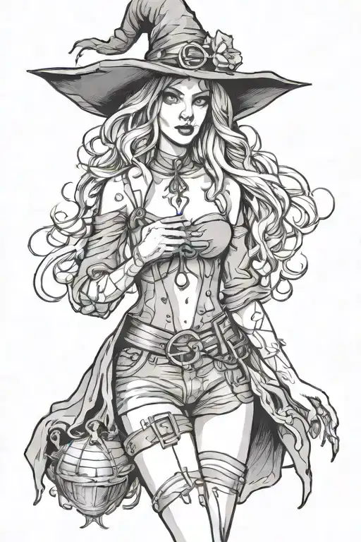 Full Body Realistic Sexy Witch Girl Shoulder