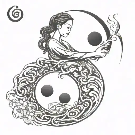 Woman Ying Yang Symbol