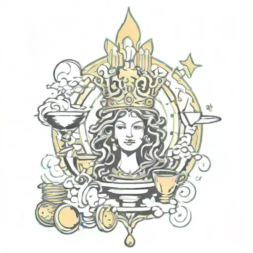 Queen Of Cups Tarot Card Graffiti Inspired Design