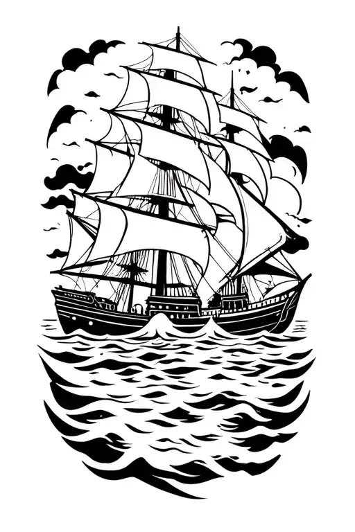 Compozition With Sailor And Ships