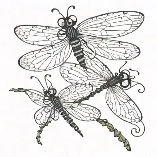 Lovebug And Coraline Dragonfly Flying