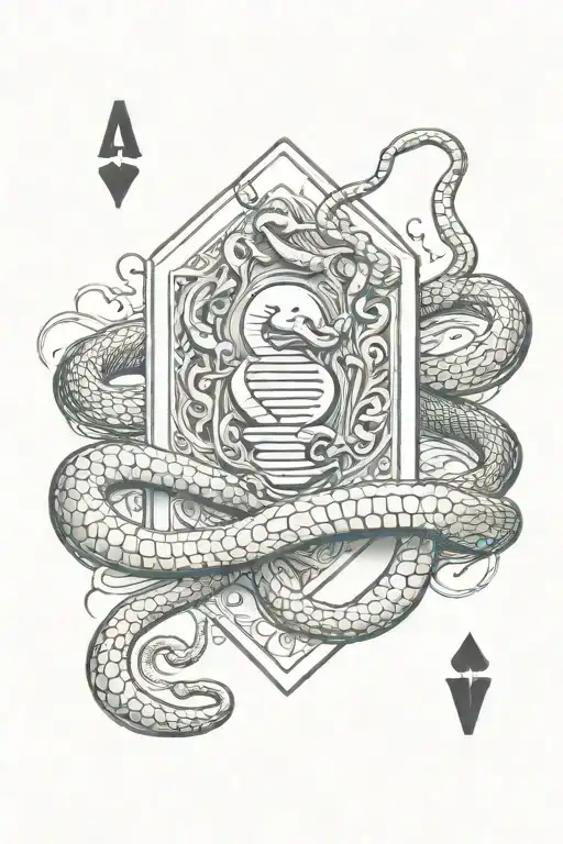 Ace Card And Snake Wrapped