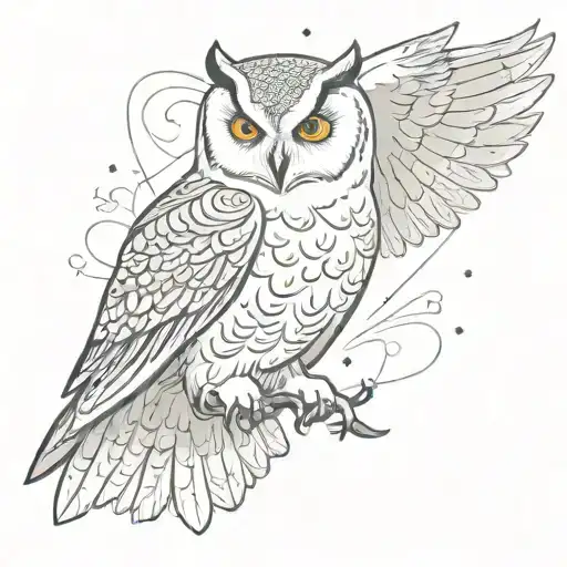 White Owl Flying Prosperous