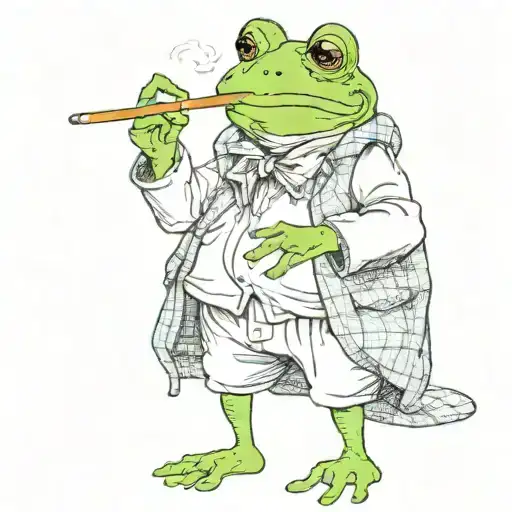 A Frog Smoking A Cigarette On Two Legs And Baggy Clothes