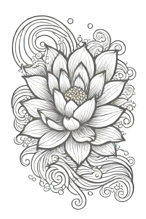 Lotus Flower On Water Waves