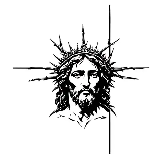 Jesus With Thorn Crown On Cross
