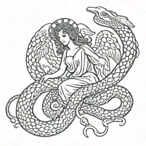 Angel And Snakes In Greek