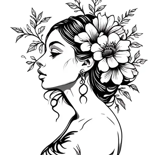 Scorpio Woman With Flowers Surrounding