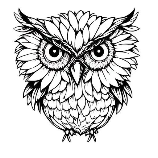 Owl With Sunflower Eyes
