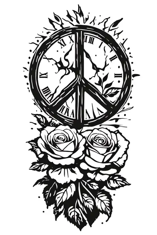 Peace And Lightining Storm And Time And Nature Two Roses Wrapped