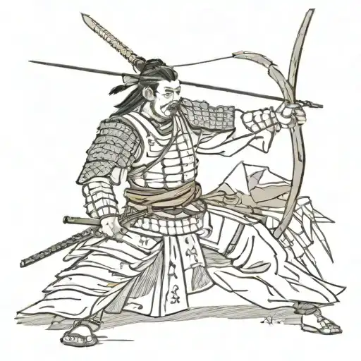 Samurai Was Shot In The Back With Arrows Pointing