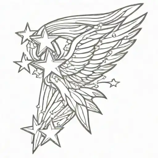 Dainty Shooting Star With Angel Wings