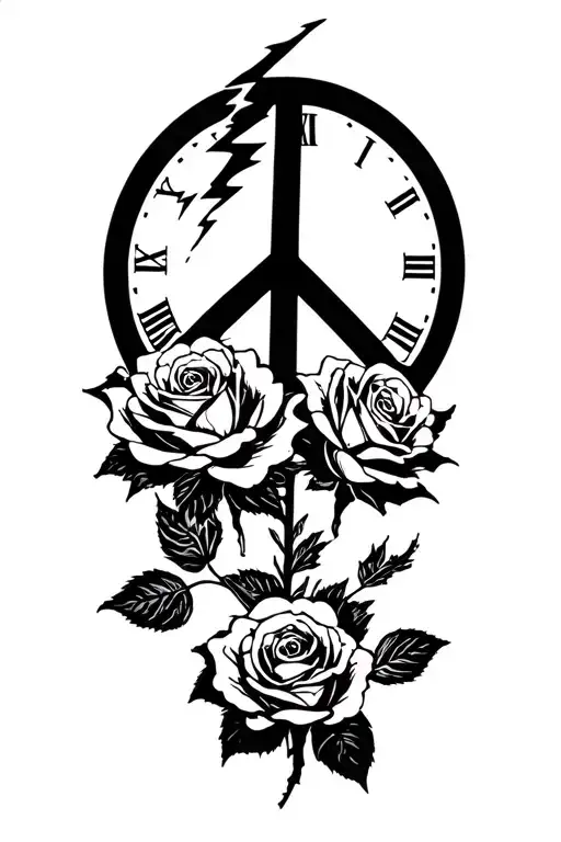 Peace And Lightining Storm And Time And Nature Two Roses Wrapped