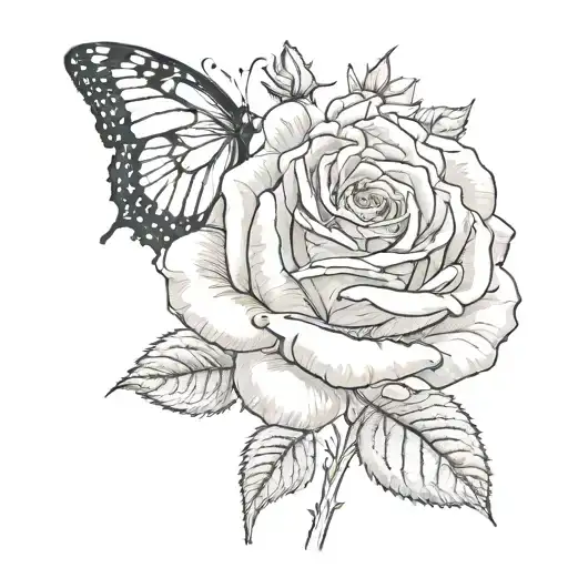 Rose Mit Schmetterling