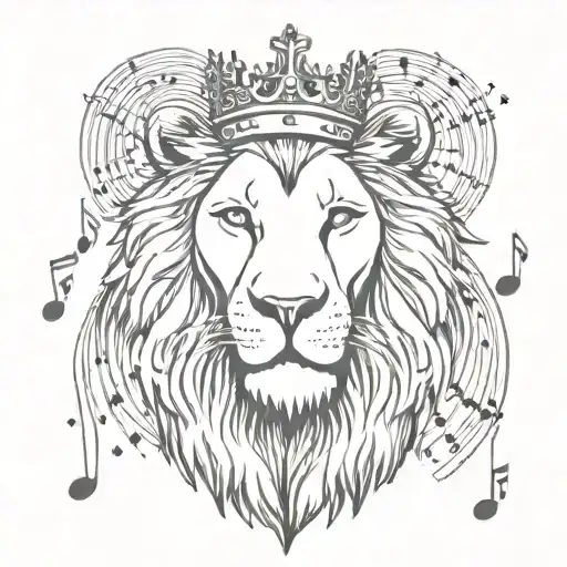 A Lion Wearing A Crown Surrounded By Musical Notes