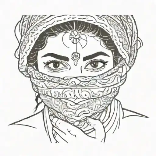 South Indian Girls Face Hiding Behind Scarf Looking Shy