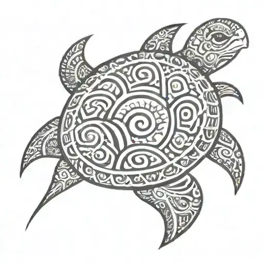 Maori Turtle Tattoo With Sea