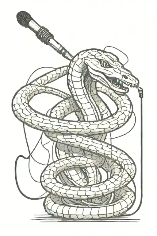 A Snake Coiled Around A Microphone With Music Waves Coming Out
