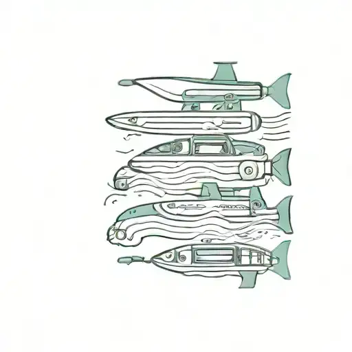 A Minimalist Representation Of Scuba Tanks And Diving Fins Intertwined With Ocean Waves