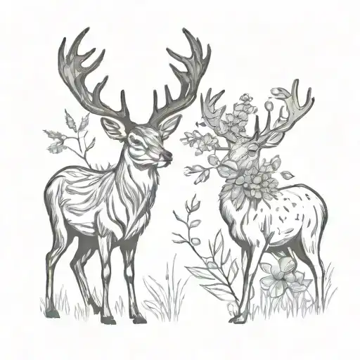 Bee And A Deer With Antlers