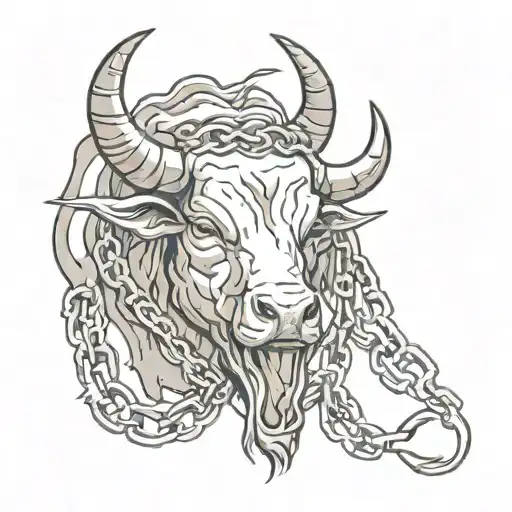 Taurus Bull Head Chains Lightning Storm