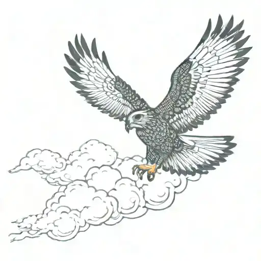 A Hawk Flying Above The Clouds