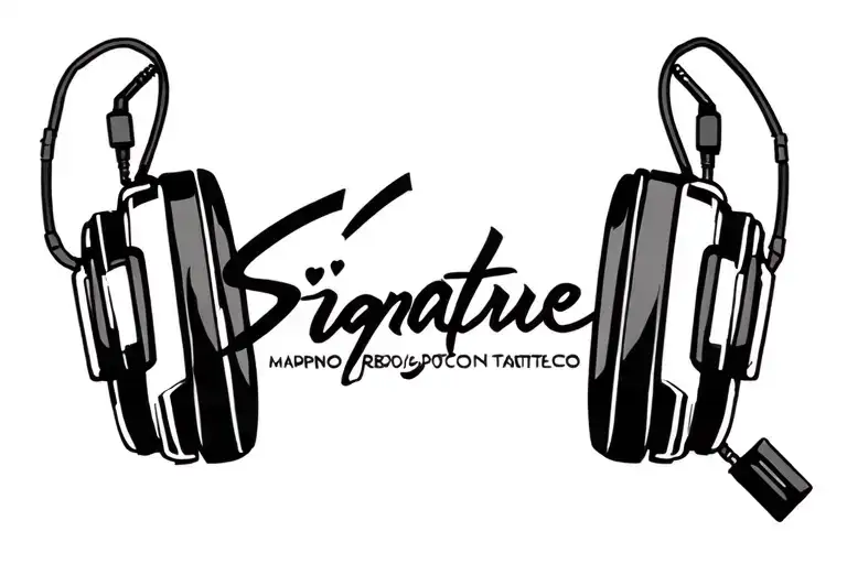 Signature With Headset Headphones Connected Line