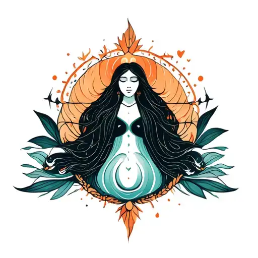 Woman Inspired Design Incorporating Elements Of Universal Love And Spiritual Symbols