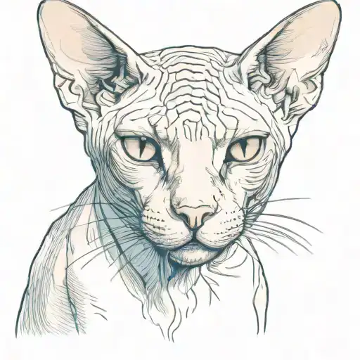 Sphynx Cat Looks Forward Menacingly From The Front