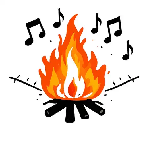 Campfire With Music Notes Floating