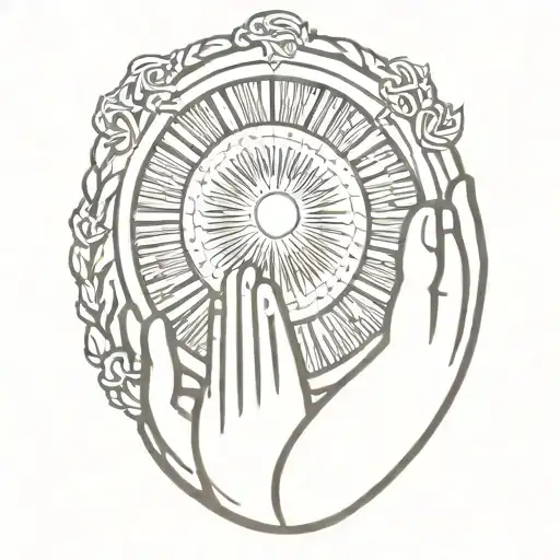 Shield With The Sun And Praying Hands On It