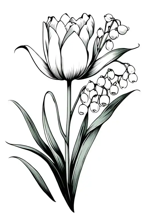 Tulip Flower And A Lily Of The Valley