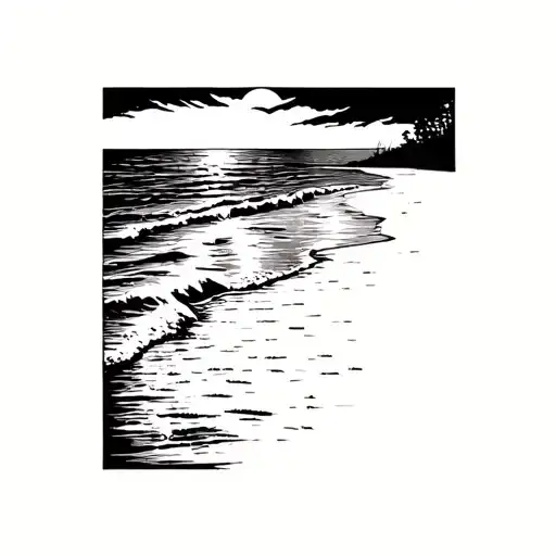 Beach Landscape Black
