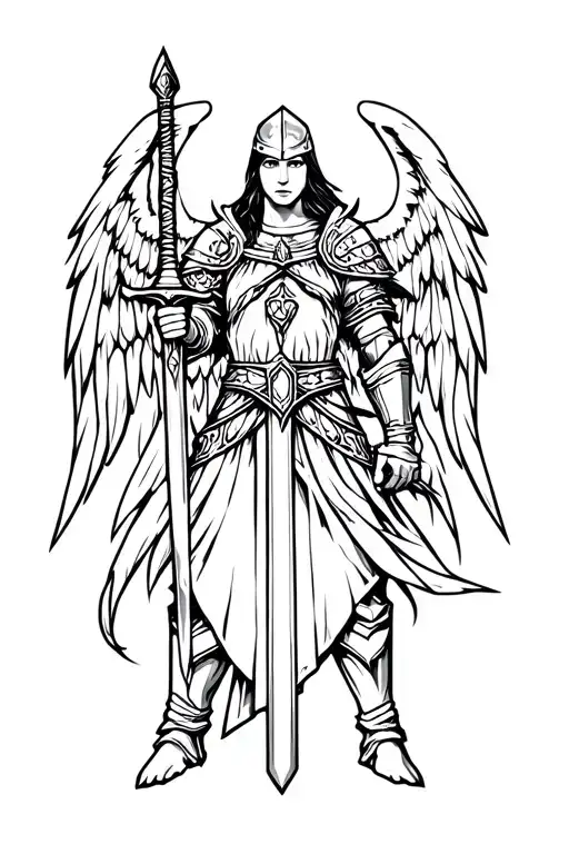 Warrior Angel Knight Holding Sword
