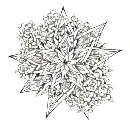 Abstract Star Made Entirely Of Flowers