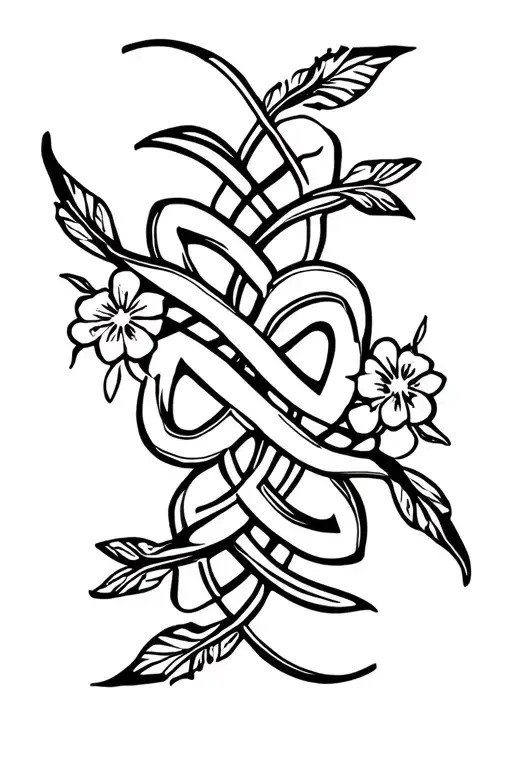 Vines And Flowers In Celtic Knot Intertwined